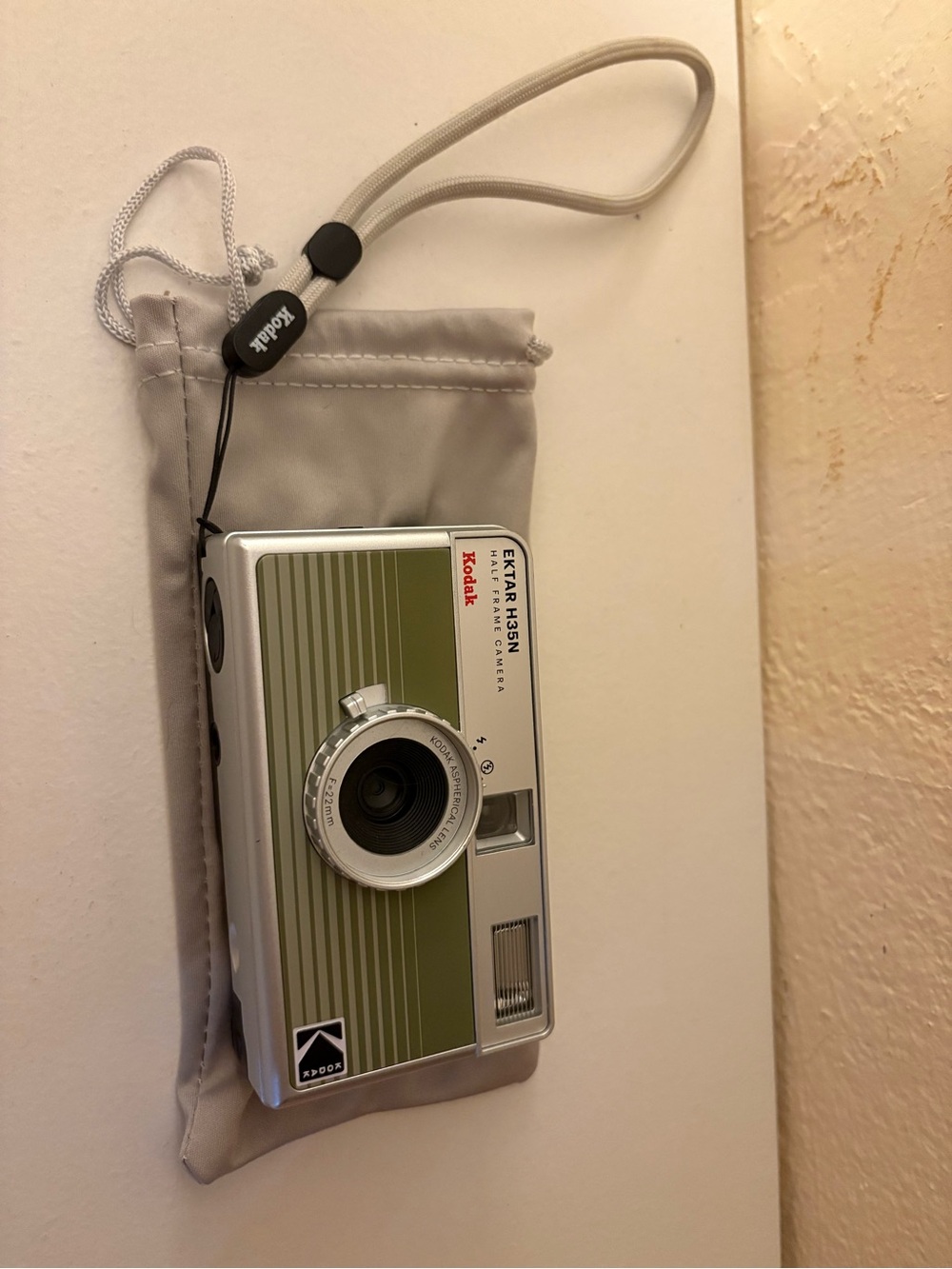 Kodak compact 35mm camera in olive green and silver